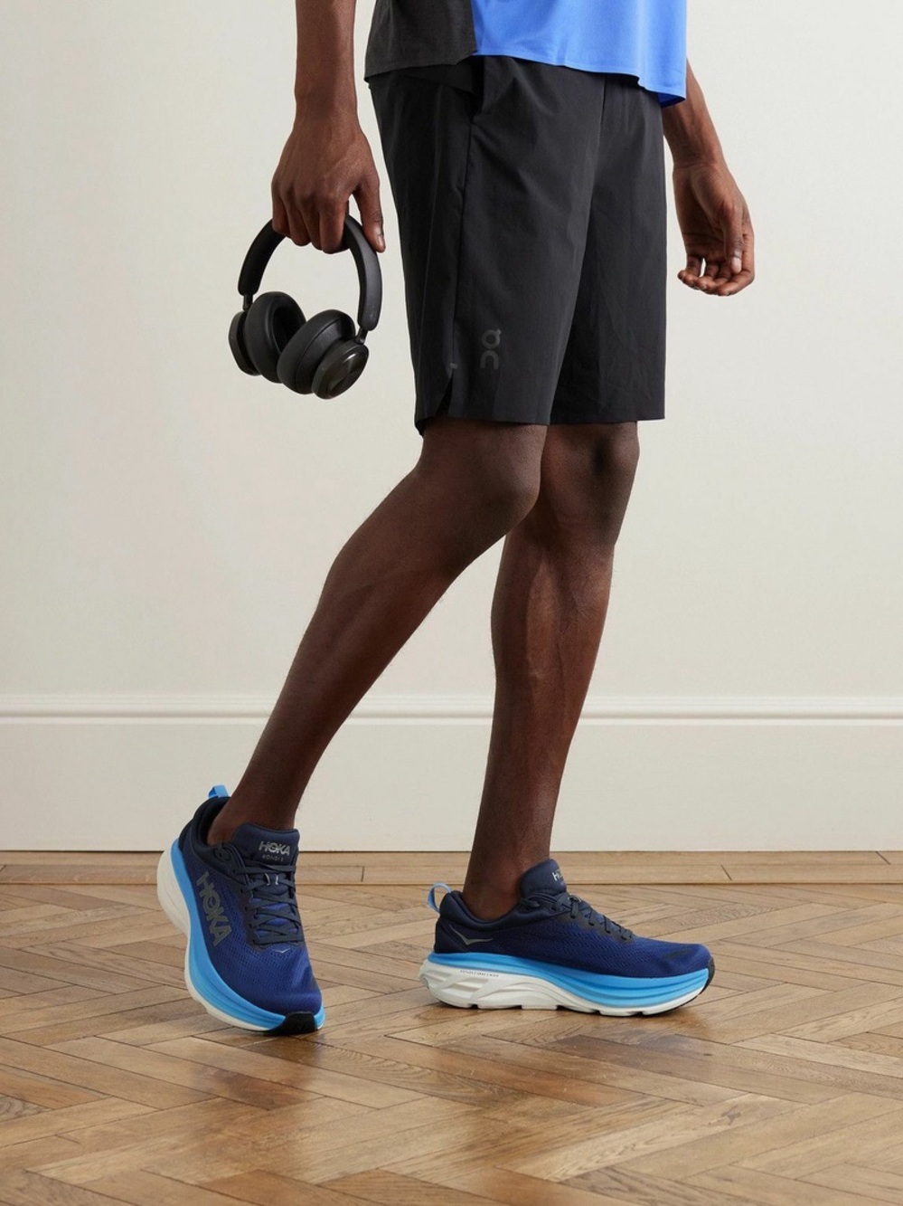 Hoka Men's Bondi 8 in the Outer Space / All Aboard blue colorway